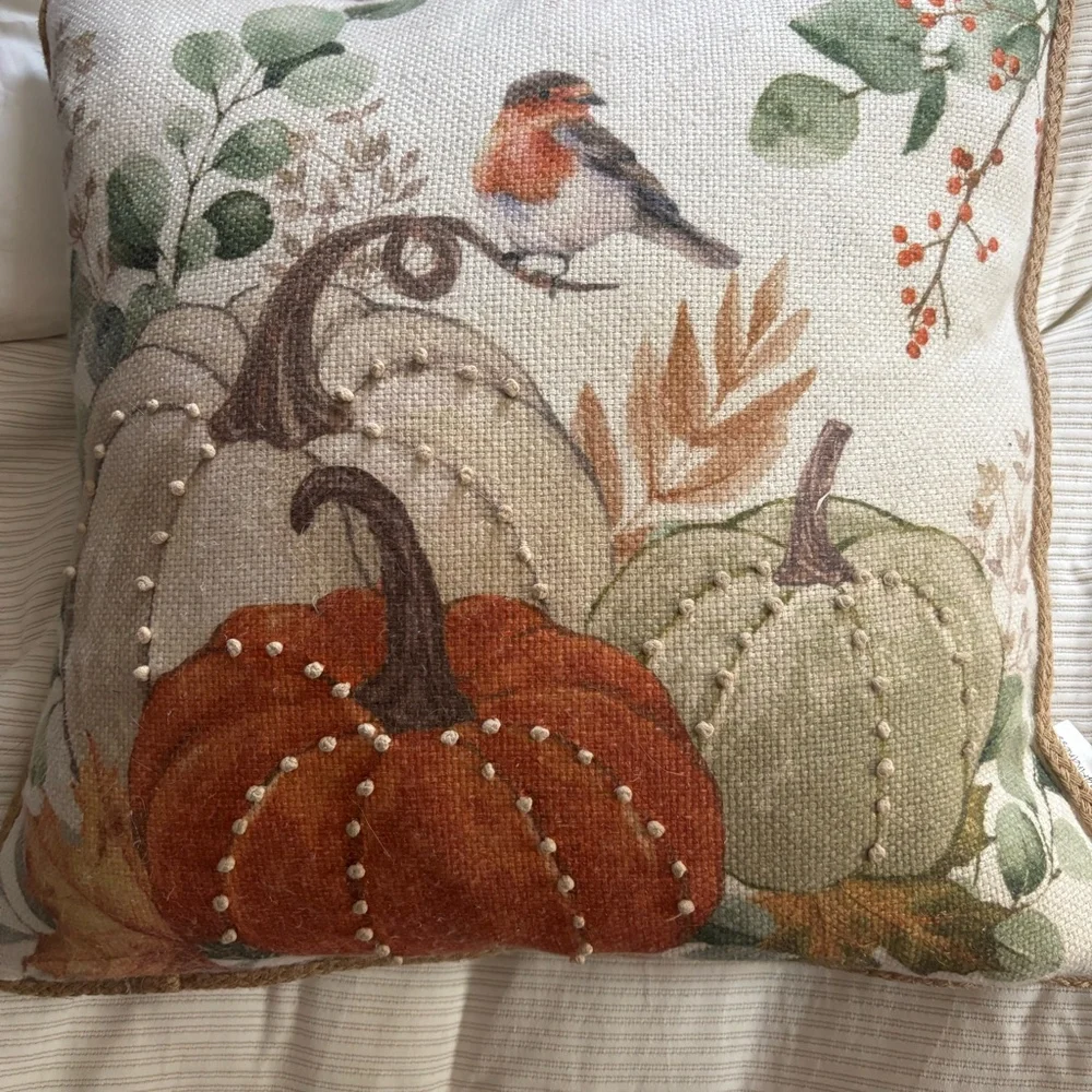 beaded pumpkin decorative cushion